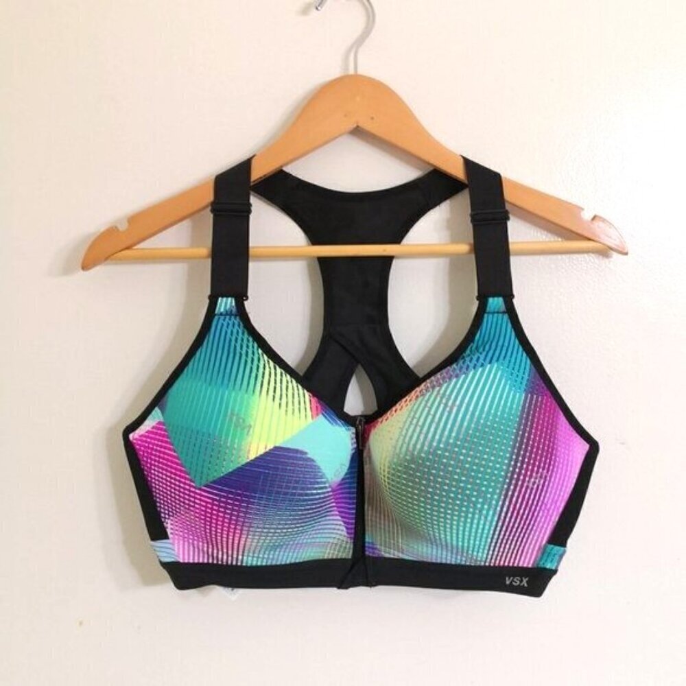 Victoria's Secret VSX The Incredible Sports Bra Front Zip Closure Racer Back 38D